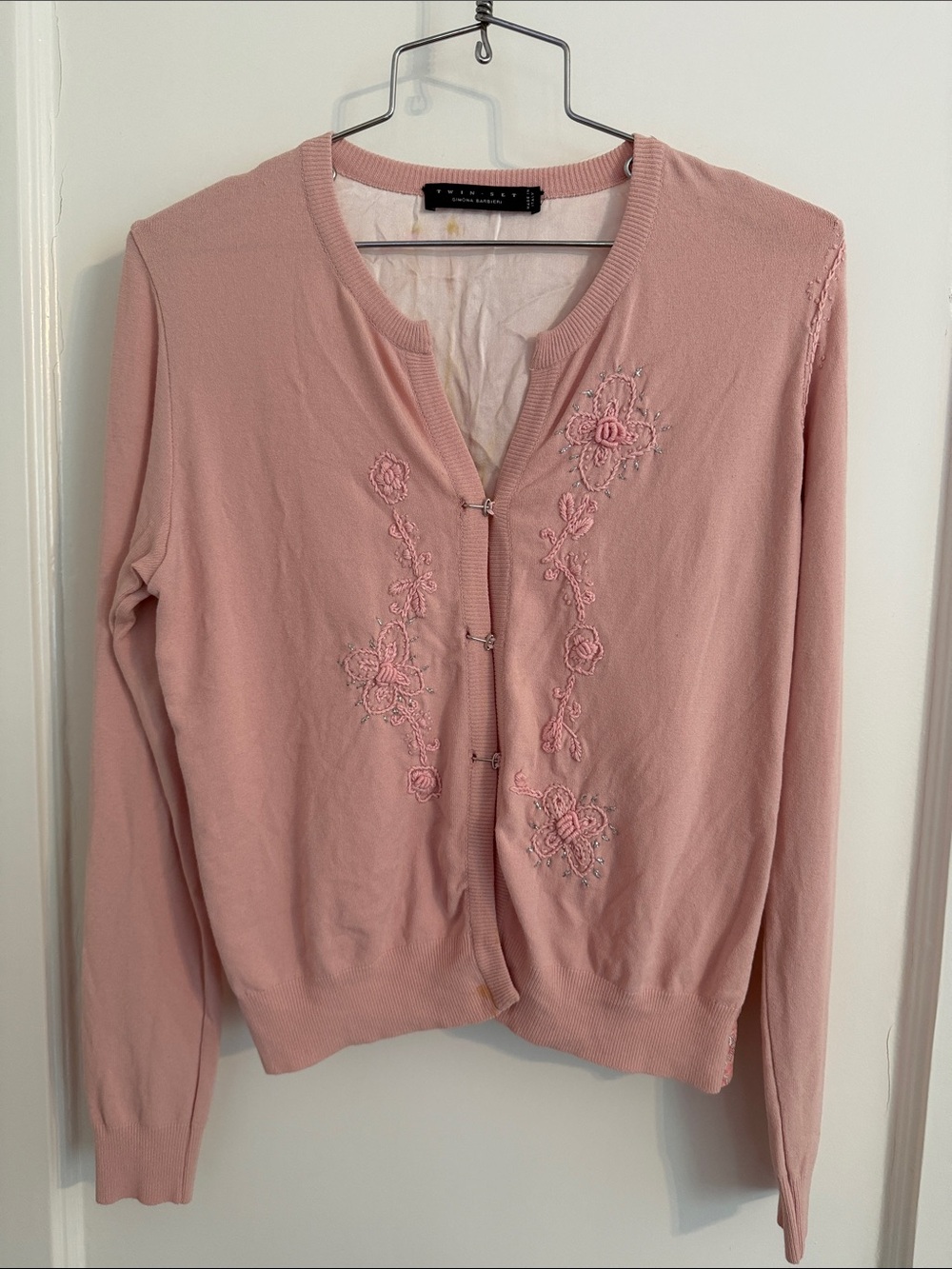 Pink Lace-Back Long Sleeve Ombre cardigan handmade